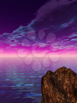 Royalty Free Clipart Image of an Ocean Landscape