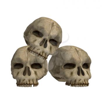 Royalty Free Clipart Image of Three Skulls