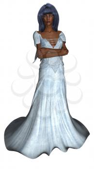 Royalty Free Clipart Image of a Woman in a White Gown