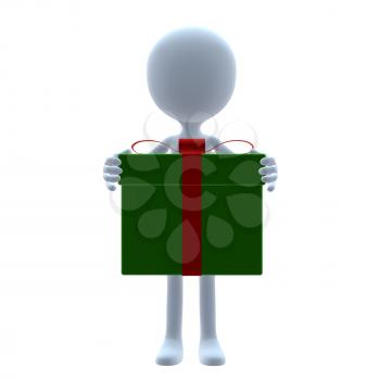 Royalty Free Clipart Image of a Guy Holding a Gift