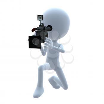 Royalty Free Clipart Image of a 3D Guy With a Camera