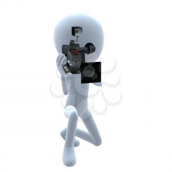 Royalty Free Clipart Image of a 3D Guy With a Camera