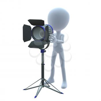 Royalty Free Clipart Image of a 3D Guy With a Light