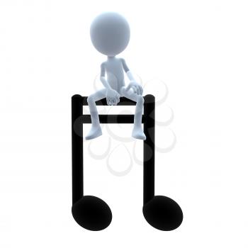 Royalty Free Clipart Image of a 3D Guy With a Music Note