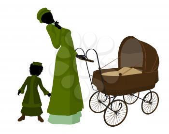 Royalty Free Clipart Image of a Victorian Mother With Her Children