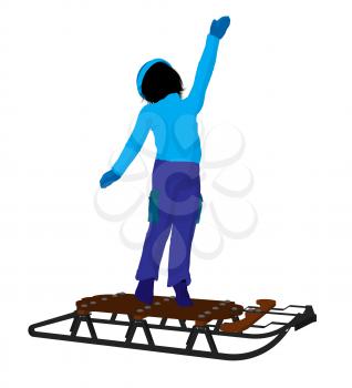 Royalty Free Clipart Image of a Boy With a Sled