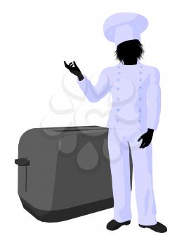 Royalty Free Clipart Image of a Chef With a Toaster