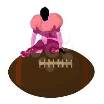 Royalty Free Clipart Image of a Female Football Player on a Ball