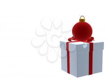 Royalty Free Clipart Image of a Christmas Gift and Ornament