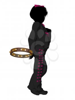 Royalty Free Clipart Image of a Mexican Girl With a Tambourine