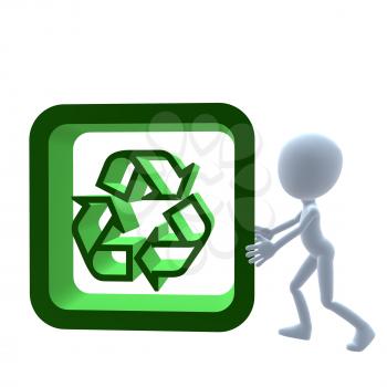 Royalty Free Clipart Image of a 3D Man With a Recycle Sign