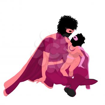 Royalty Free Clipart Image of Mother and Child Superheroes