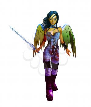 Royalty Free Clipart Image of an Archangel Holding a Sword