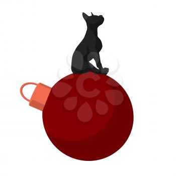Royalty Free Clipart Image of a Black Dog on an Ornament