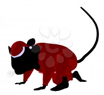 Royalty Free Clipart Image of a Mouse in Christmas Pyjamas