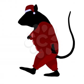 Royalty Free Clipart Image of a Mouse in Christmas Pyjamas