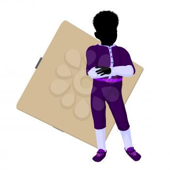 Royalty Free Clipart Image of a Little Ball Player and a Diamond
