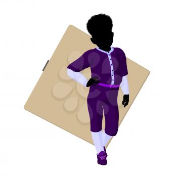 Royalty Free Clipart Image of a Little Ball Player and a Diamond