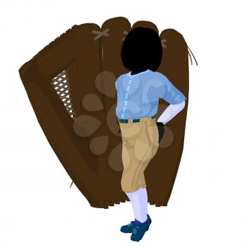 Royalty Free Clipart Image of a Girl With a Ball Glove