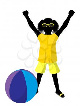 Royalty Free Clipart Image of a Girl With a Beach Ball