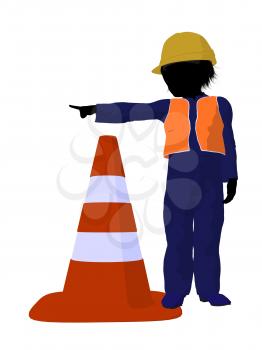 Royalty Free Clipart Image of a Child Road Construction Worker