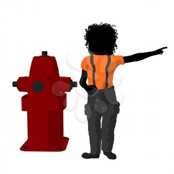 Royalty Free Clipart Image of a Boy at a Hydrant
