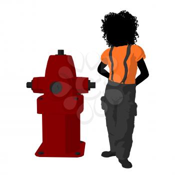 Royalty Free Clipart Image of a Boy at a Hydrant