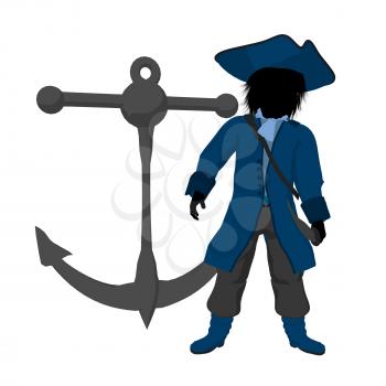 Royalty Free Clipart Image of a Little Pirate With an Anchor