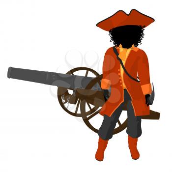 Royalty Free Clipart Image of a Girl Pirate With a Cannon