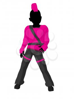 Royalty Free Clipart Image of a Punk Girl in Pink
