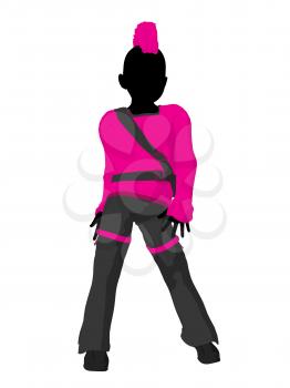 Royalty Free Clipart Image of a Punk Girl in Pink