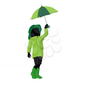 Royalty Free Clipart Image of a Girl With an Umbrella