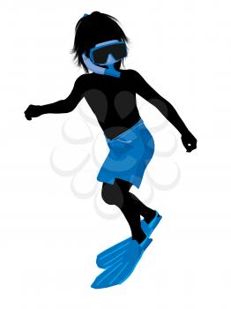 Royalty Free Clipart Image of a Boy Wearing a Snorkel Mask