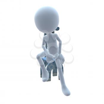 Royalty Free Clipart Image of a 3D Boy With a Giraffe Chair