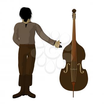 Royalty Free Clipart Image of a Man and Violin