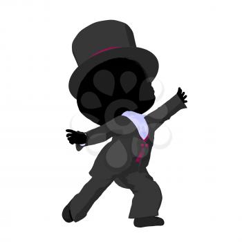 Royalty Free Clipart Image of a Little Girl in a Top Hat