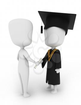 3D Illustration of a Man Giving a Graduate His Diploma