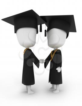 3D Illustration of Graduates Shaking Hands