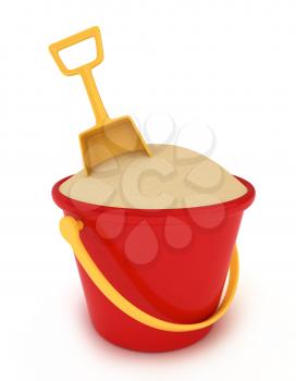 3D Illustration of a Bucket of Sand