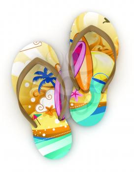 3D Illustration of Colorful Flip-flops