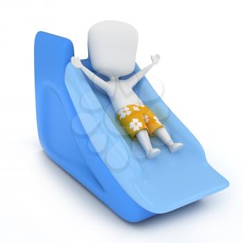 3D Illustration of a Kid Sliding Down