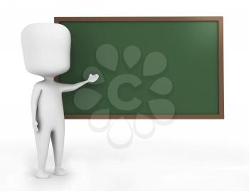 3D Illustration of a Man Explaining What's Written on the Blackboard