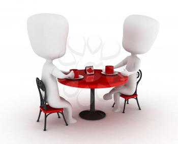 3D Illustration of a Couple on a Date