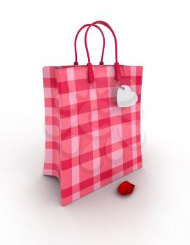 3D Illustration of a Cute Paper Bag with a Heart-shaped Tag