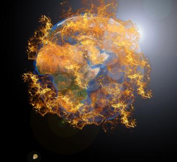 Earth planet at fire. Data source: Nasa
