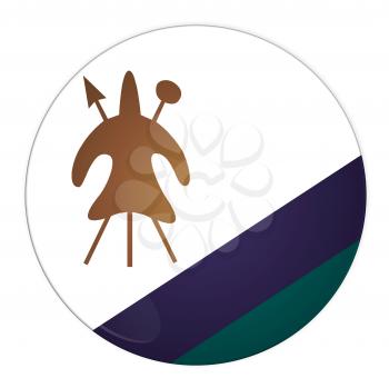 Abstract illustration: button with flag from Lesotho country

