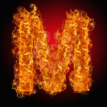 Fire letter M on a black background
