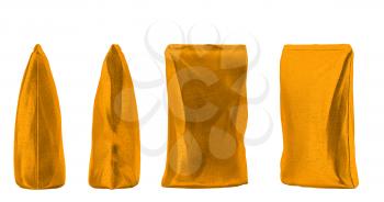 Royalty Free Clipart Image of Four Golden Packs for Coffee