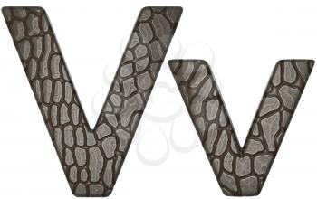 Royalty Free Clipart Image of Alligator Skin Font V Lowercase and Capital Letters