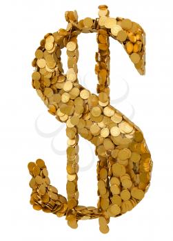 Royalty Free Clipart Image of a Dollar Sign Made of Coins